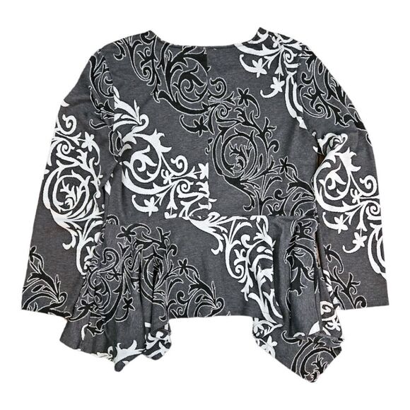 ECI Gray Handkerchief Hem Peplum Knit Top Size XL - Picture 4 of 4